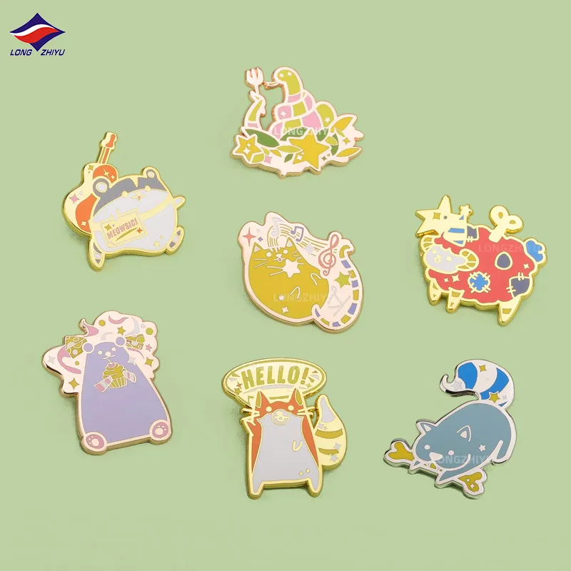 Longzhiyu metal coat pin factory custom soft enamel frog pins cute brooch wholesale collar lapel pin