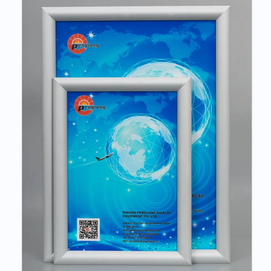 25mm profile silver anodized snap frame aluminum click open A0/A1/A2/A3/A4/A5 picture photo frame for advertising