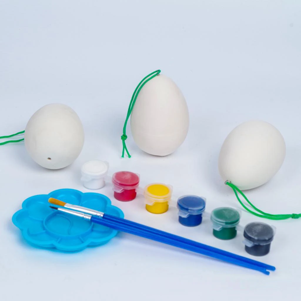 Easter Egg Painting Kit Kids Crafts for Kids Paintable Easter Ceramic Wooden Plastic Eggs Supplies DIY Decorating Kit for Kids