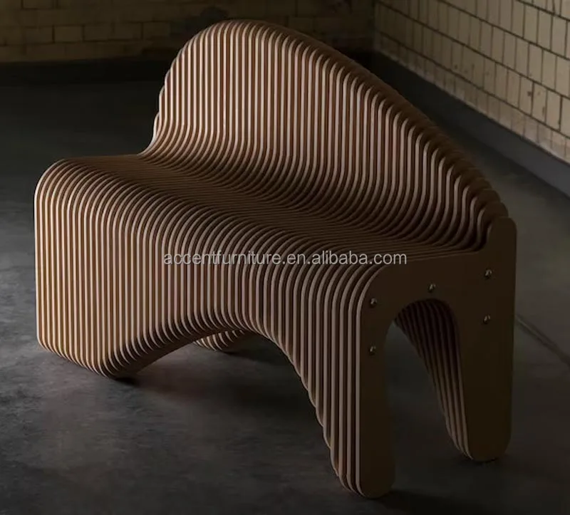 Parametric bench modular banquette seating Multiple seat with back rest wooden bench indoor