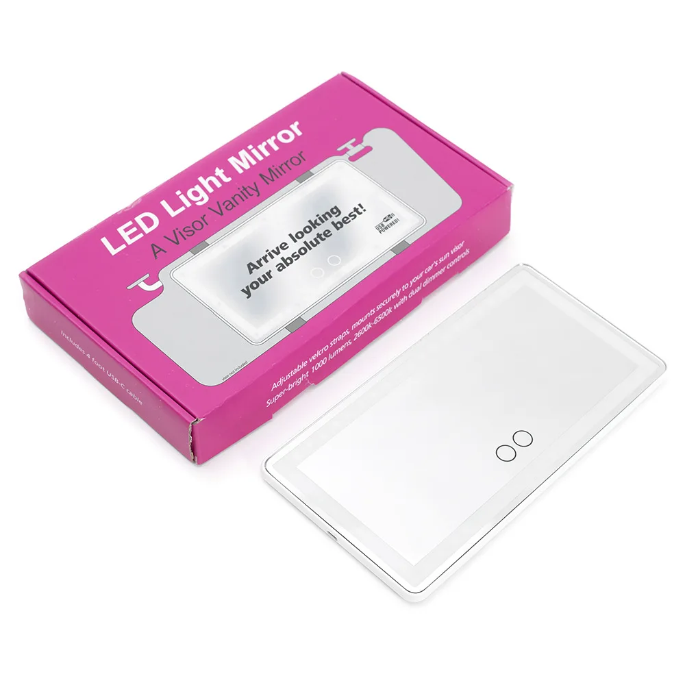 Rechargeable Makeup Car Visor Mirror Vanity Mirror LED Light Strips High Definition Touch Switch Universal LED Cosmetic Mirror