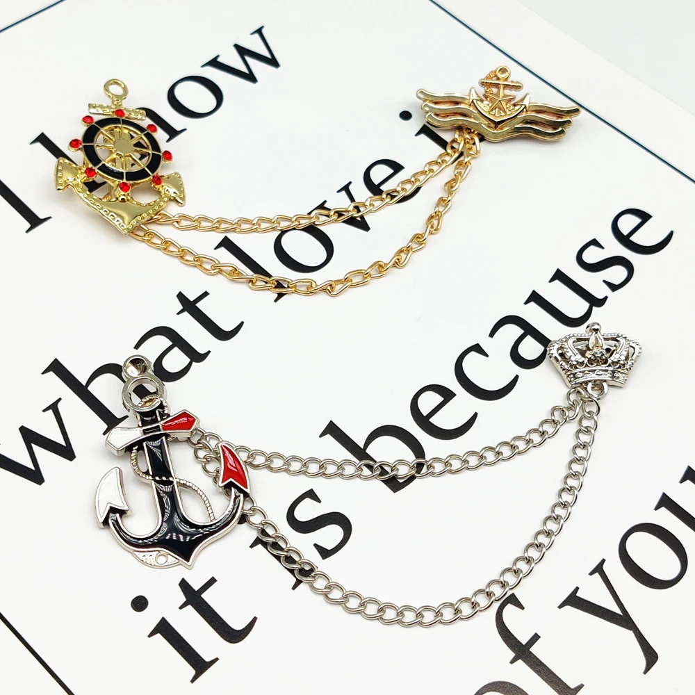 Factory custom  Brooch Tassel Style Simple Fashion Brooch Gold Retro Atmosphere Set Diamond Chain Brooch
