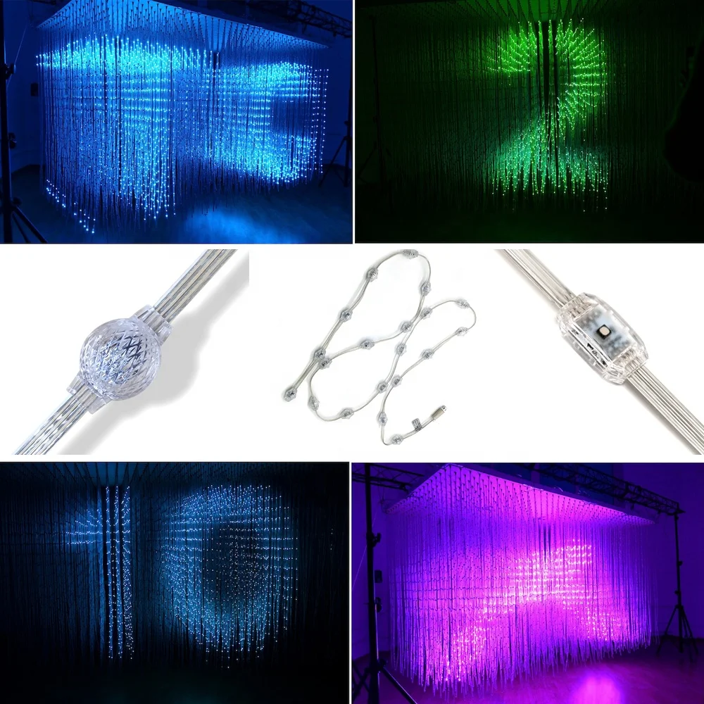 Smart Programmable Luminous 3D LED Cube Pixel Ball Dot DV12V DMX512 RGB Color Changing Hotels Bar Party Decor Ambient Lamp Strip