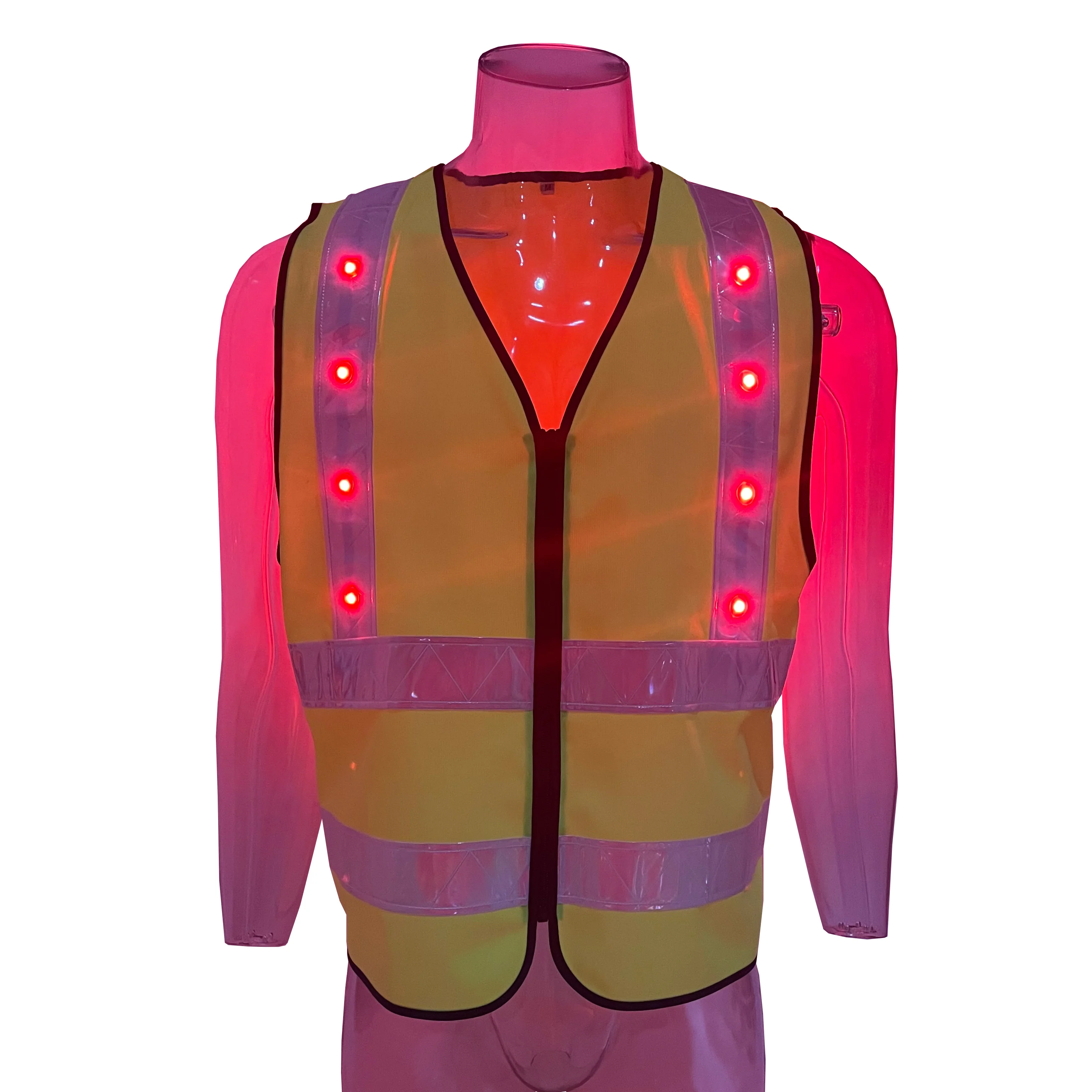 Customizable construction luminous gear reflector vests reflective jacket with lights led safety vest