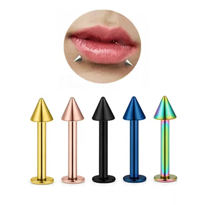 Hot Sell 316L Surgical Stainless Steel  Lip Piercing Jewelry Spike Cone Labret Lip Stud