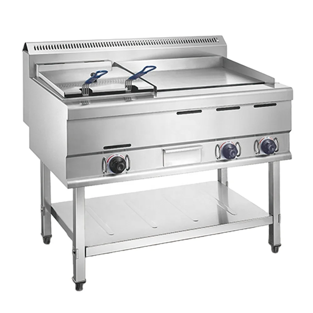 HGG-751B Hotel Restaurant Equipment Commercial Charbroilers Gas Giddle Plate With Gas Deep Fryer