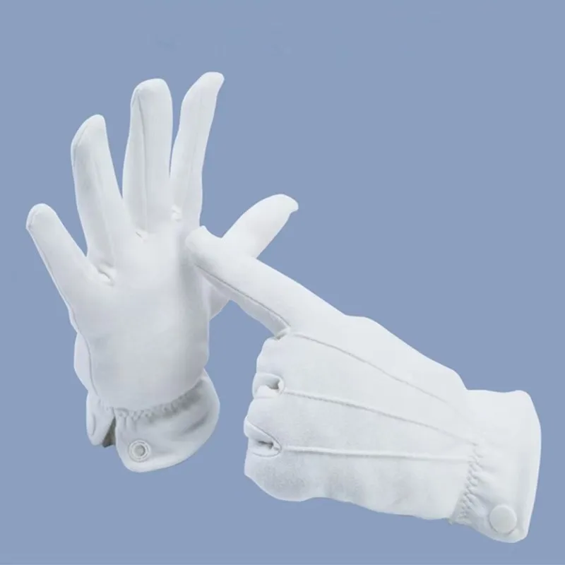 Sweat-wicking, breathable, stretchy white ceremonial gloves