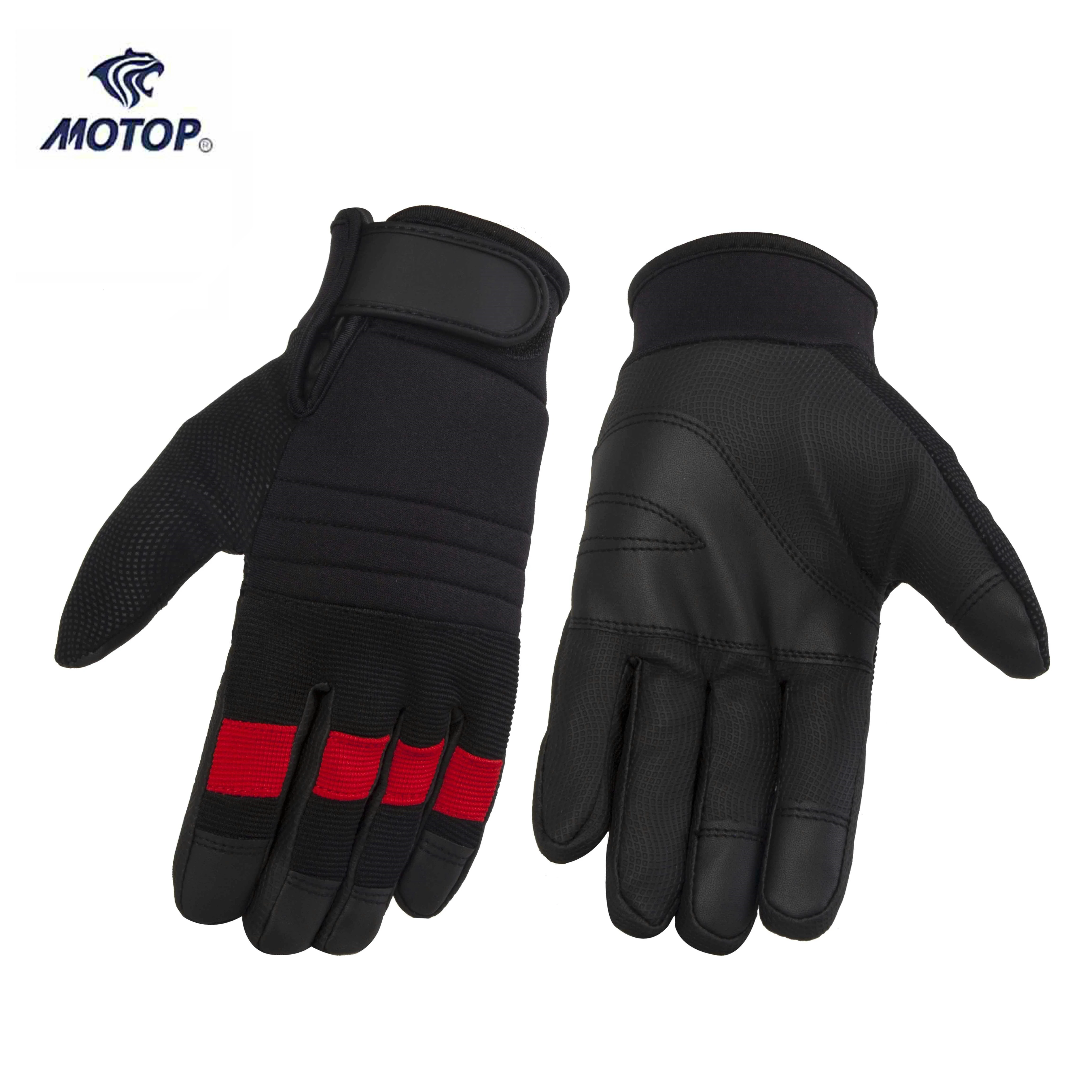 Black Mechanic PU Palm Neoprene Emboss Safety Glove