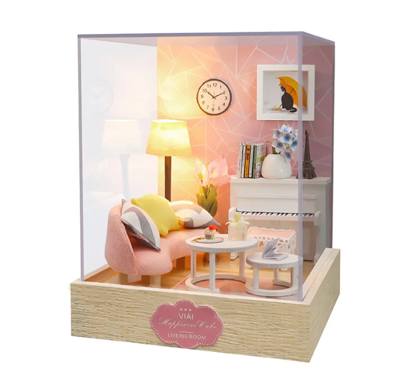 Dolls house miniature furniture Handmade DIY hut dream love flower miniature mini house model Chinese style birthday gift girl