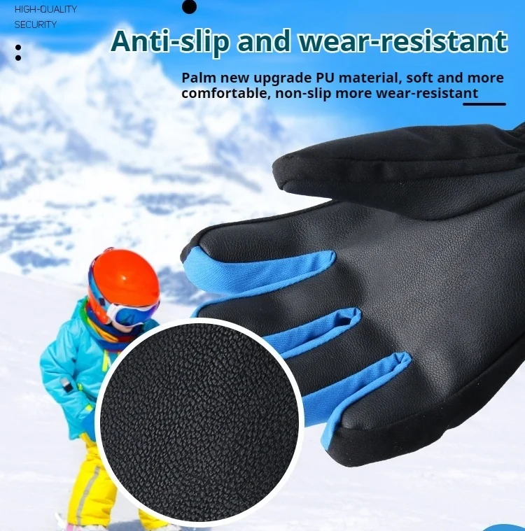 Custom High Density Durable Anti-slip Winter Ski Gloves For Children