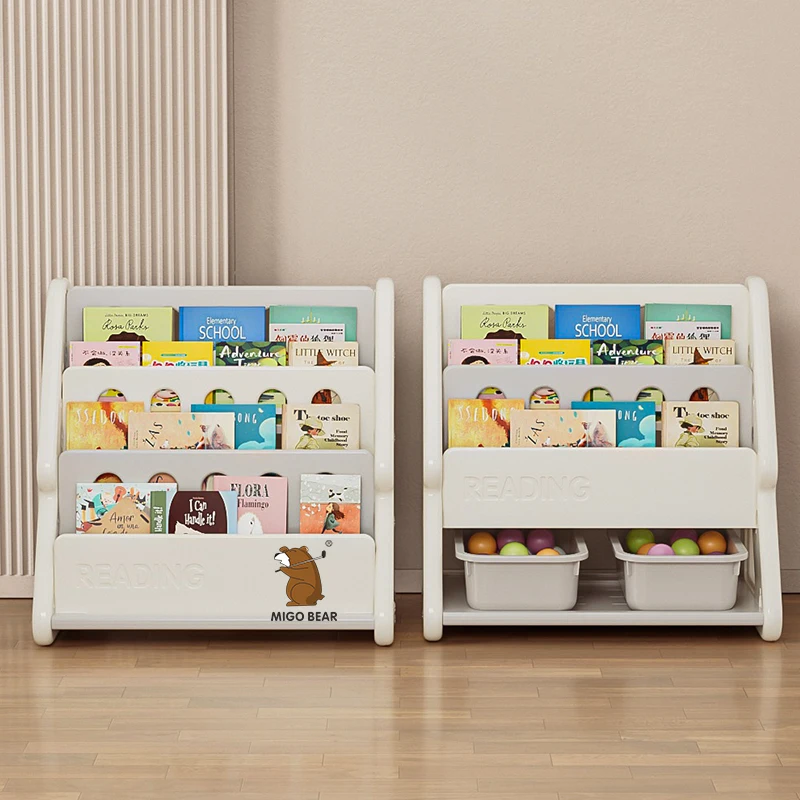 MIGO BEAR Kids Drawing 3in1 Multifunctional Children Draw Board Magnetic Baby Writing Board Home Bookshelf Storage Rack