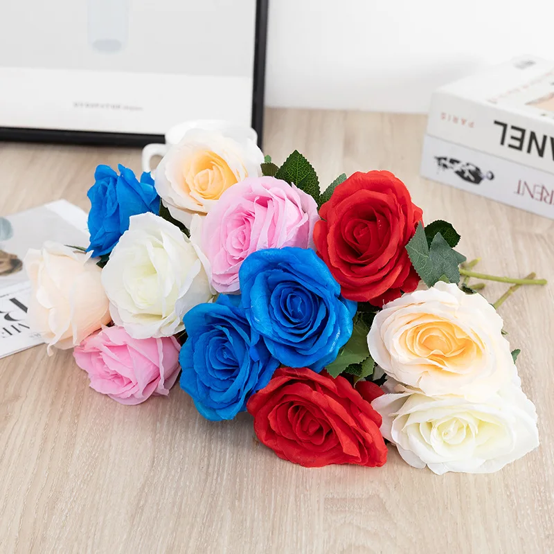 High Quality Custom Red White Single Velvet Rose Real Touch Decorative Flower Stems Graduation Christmas Factory Bulk Wholesale