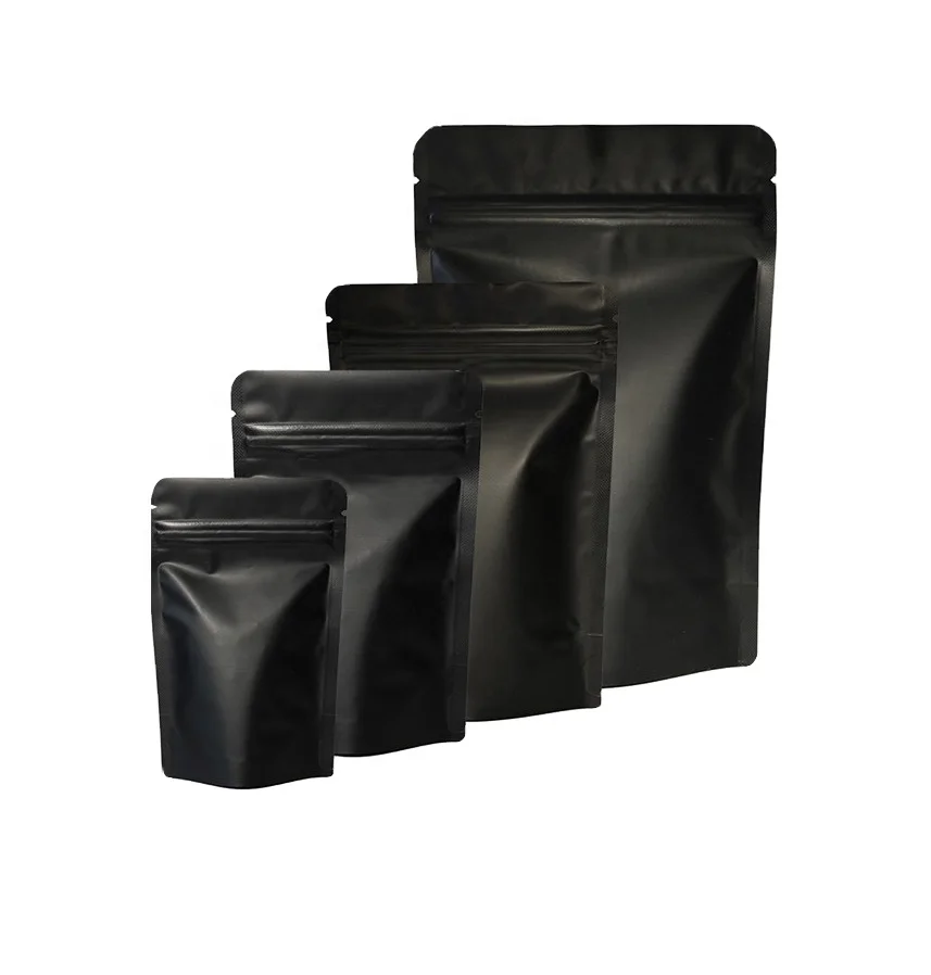 
Durable matte black unprinted various size aluminum foil stand up mylar bag moisture barrier 