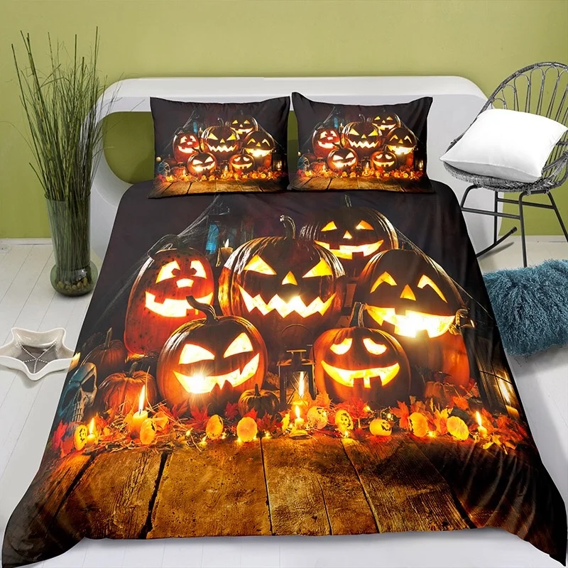 3D Halloween Christmas Elements Custom Quilt Cover Pillowcase Sheet duvet cover bedding set 	 3pices bed sheets cover