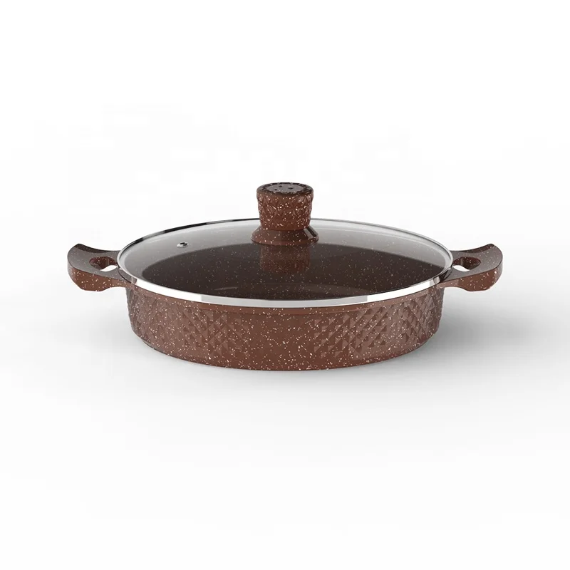 Marble nonstick die cast cookware set aluminum cookware