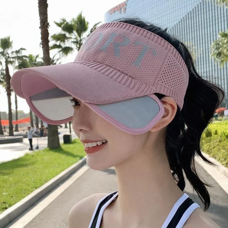Summer Fashion uv protection Golf sports Visor Outdoor sunshade Knitted Hollow large brim baseball empty Top retractable Sun Hat