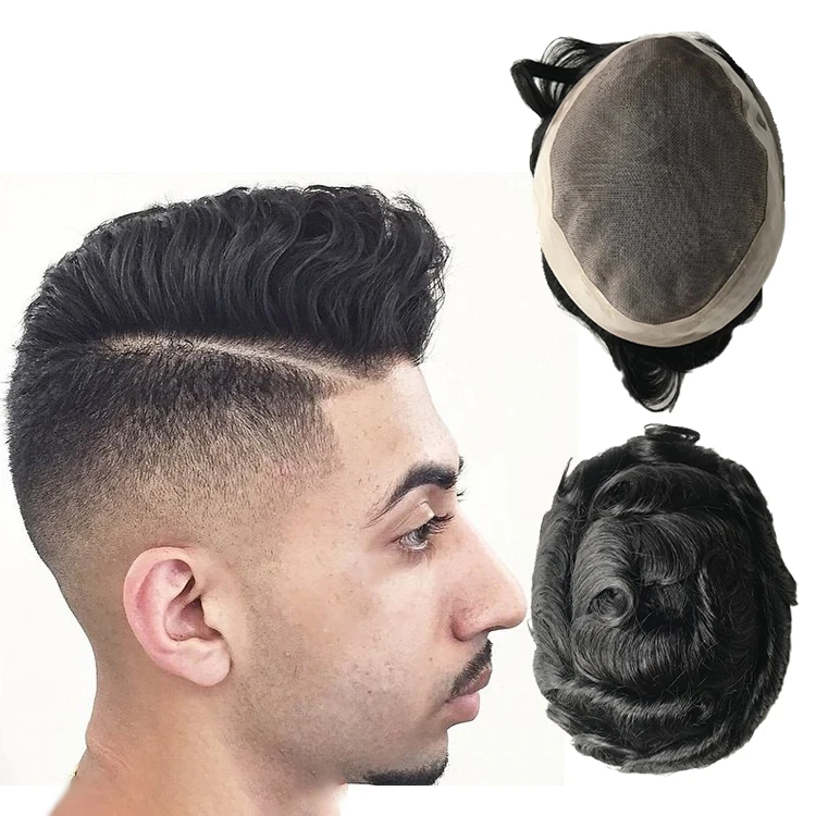 Wholesale toupee 100% Human Hair Hairpieces Mono Base Wave Man Hair Replacement men toupee mono lace hair replacement