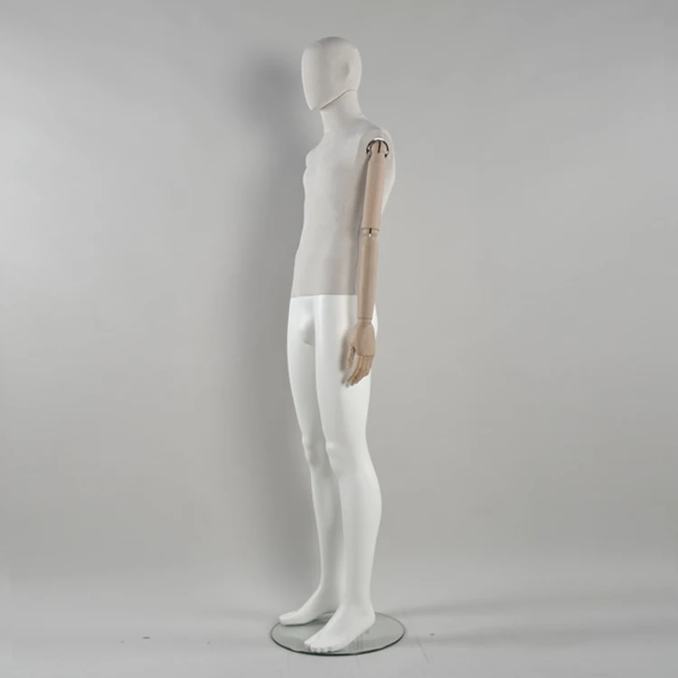 vintage fabric wood arm male mannequin, suit display men mannequin