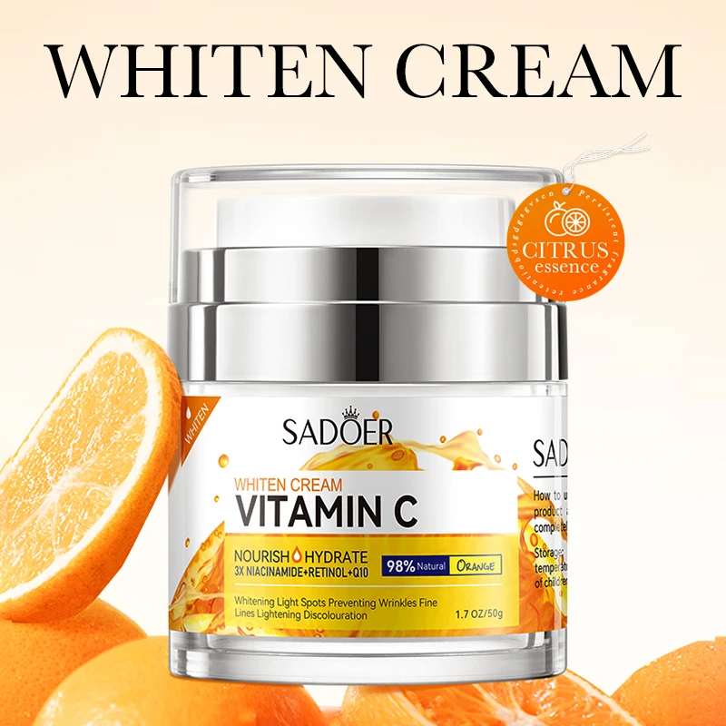 OEM SADOER Private Label Fruits Nourishing Skin Care Products Citrus Vitamin C Anti Aging Moisturizing Brightening Facial Cream
