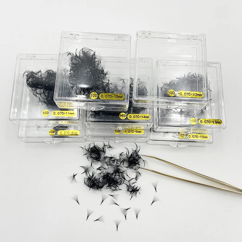 Drop shipping Flash girl 10D 0.05/ 0.07mm Thin long Stem premade fan 300 Fans/box Private Label Russia Volume Lashes Bulk Lashes