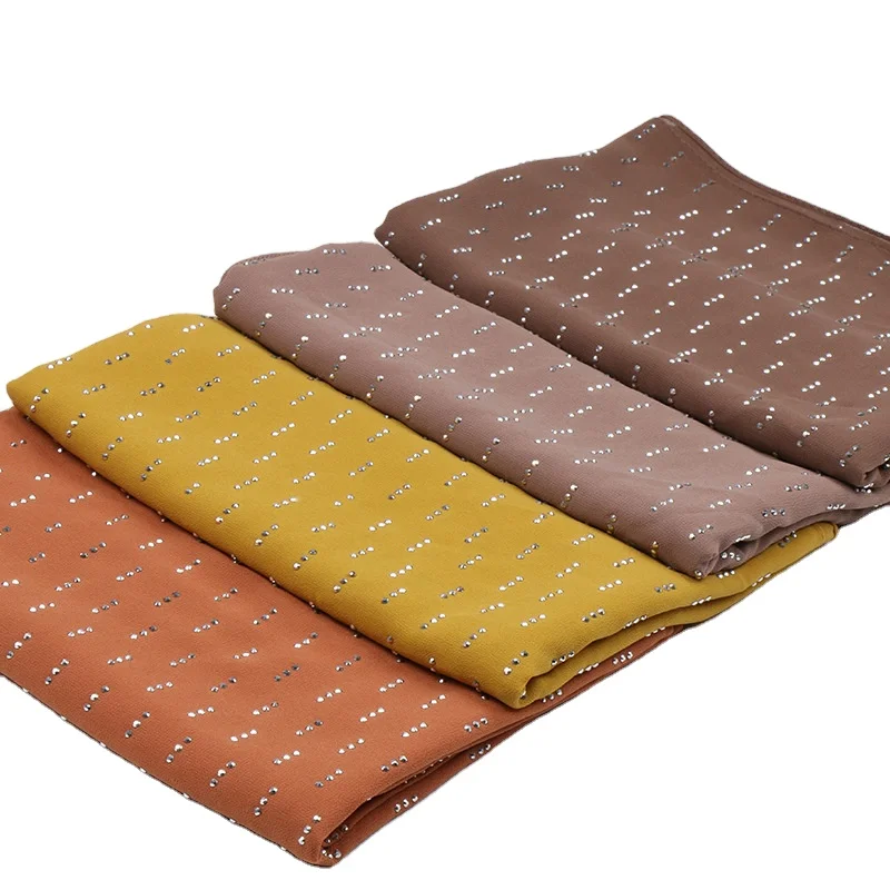 2021 New design Shawl Muslim Diamond Bubble Chiffon hijac Plain Stone Chiffon Hijab For Women