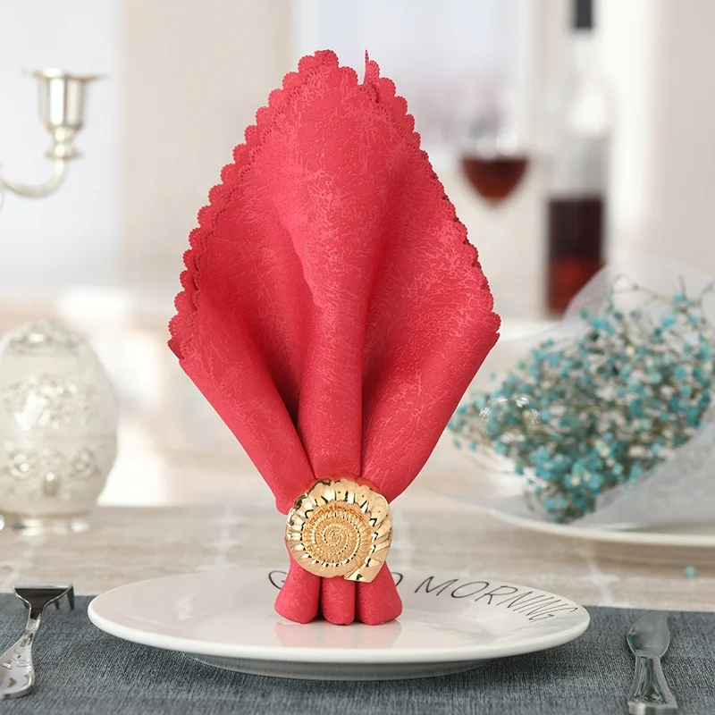 IN STOCK Gold Metal Mixed Shell Shapes Ocean Marine Napkin Rings For Home Decor, A Set of 5