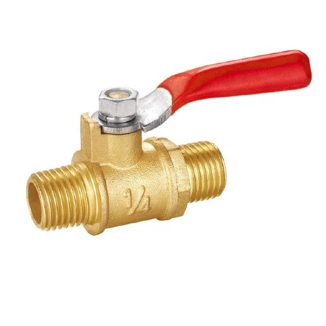 Кованый латунный газовый клапан, наружная резьба, ручка из красной стали, мини-шаровой клапан с железным шаровым газовым клапаном