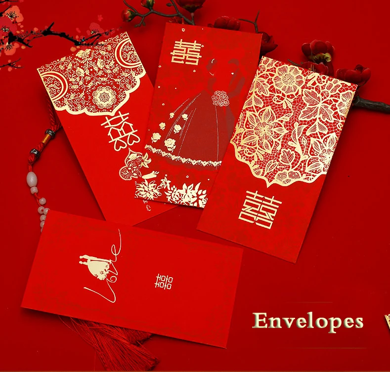  New Arrivals Customised Merry Christmas Red Packet Pouch Bag Lucky Money Custom Chinese Year Thank You Card