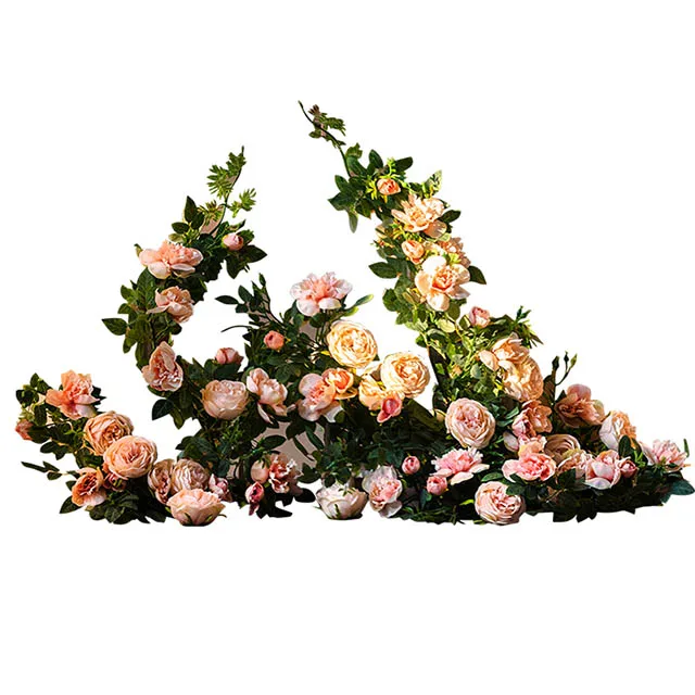 Wholesale artificial pink rose rattan for Wedding Decoration Artificial  Wedding Arch Flowers