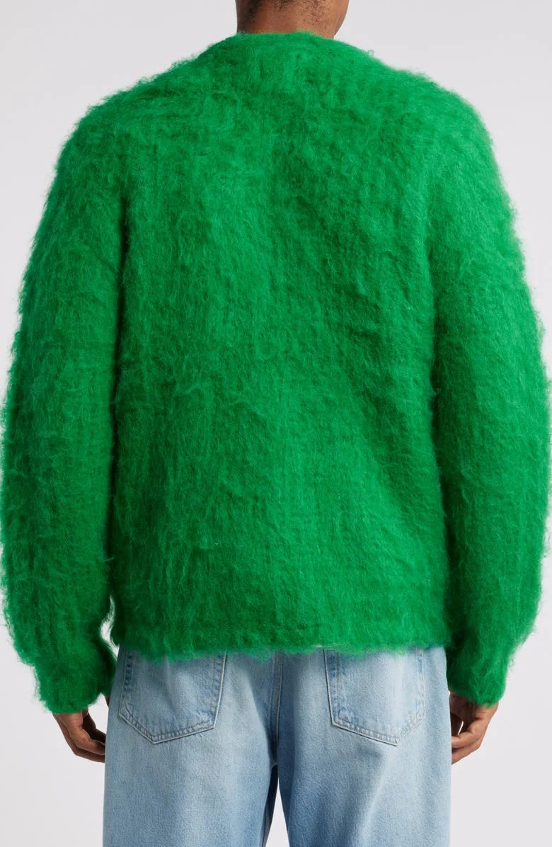 Custom LOGO Solid color mohair knit cardigan knit men sweater knitwear Long Sleeve Casual Warm High Quality Sweater Men