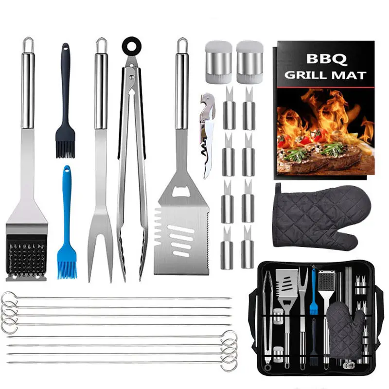 Custom Camping BBQ Grilling Kit Outdoor BBQ Tool Set Stainless Steel Barbecue Grilling Accessories Set
