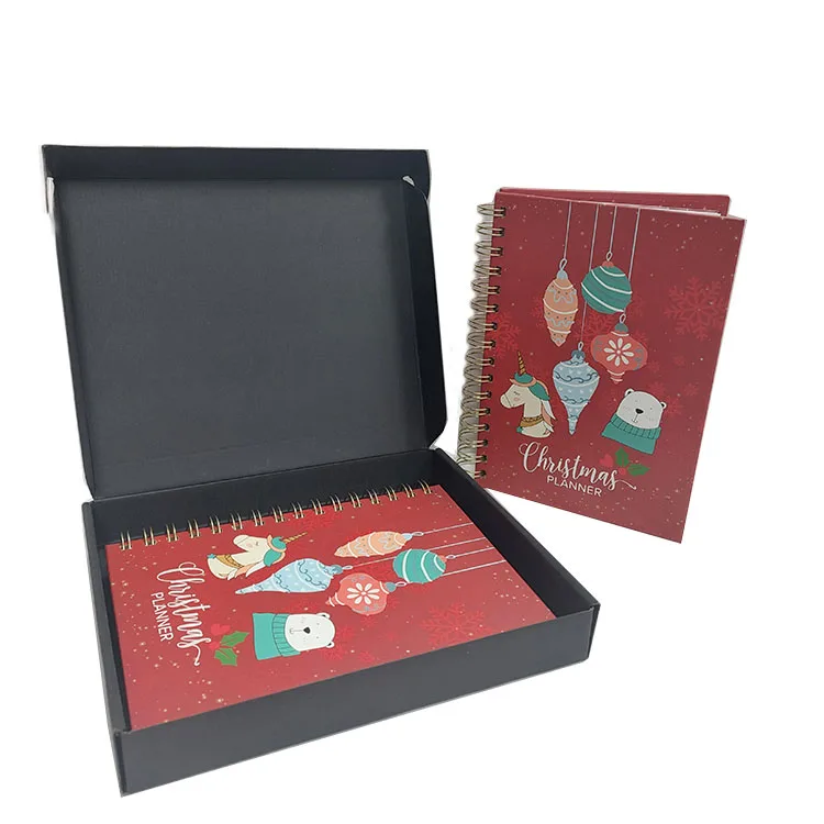 Custom A5 Spiral Christmas Planner Printing Daily Monthly Happy Planner With Gift Box