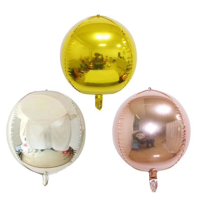 Cheap Price Chrome Metal Aluminum Foil Balloons Colorful 4D Round Shape Wedding Birthday Halloween Party Decorations Balloon