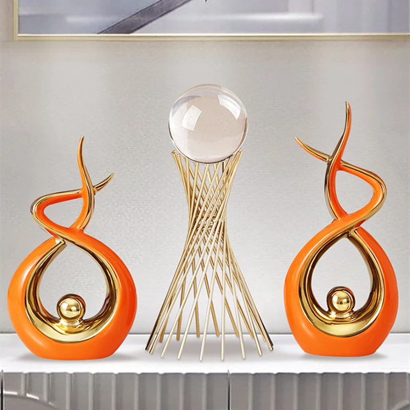 New Design Luxury Northern Europe Style Abstract Home Decoration Plating Gold Ceramic Accessories Art Other Decor Ornaments