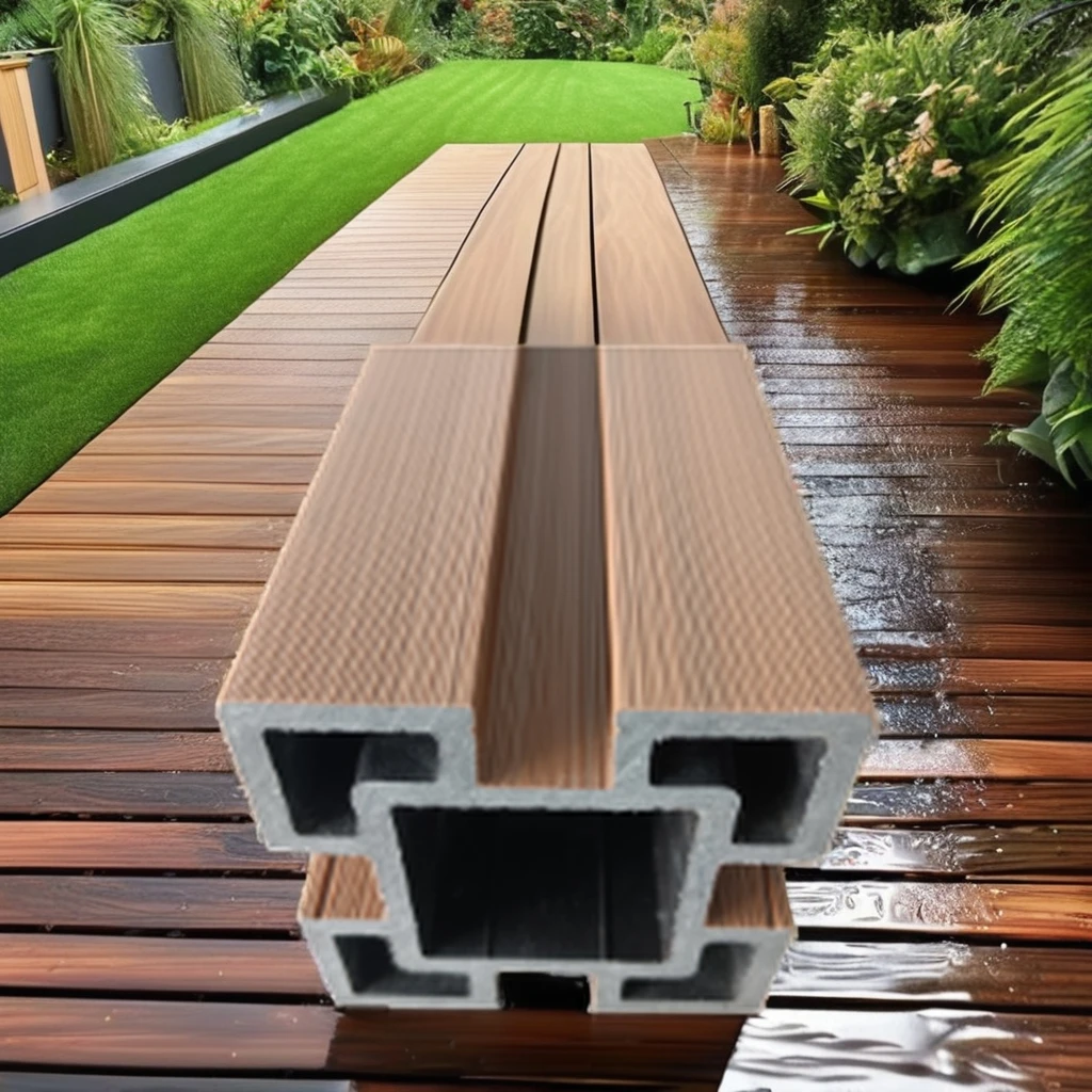 Environmental protection and high quality wood plastic material multi-functional co-extruded column, size 100*100mm