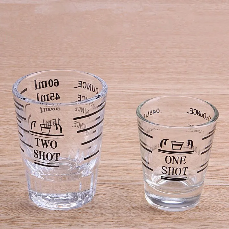 Small Glass Measuring Cup 2 Oz / Teaspoon / Tablespoon Kitchen Tool Dual Spirit Measure Cup 60ml for Bar Party Wine