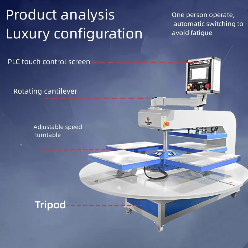 50*70 cm Pneumatic Automatic Heat Press Machine Logo Printing T-Shirt Industrial 4 Heads Station Textile and Garments Machinery