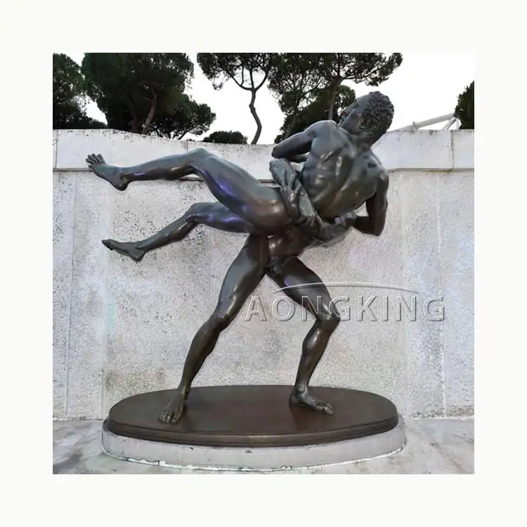 Life Size Metal Bronze Strong Wrestlers Sculpture Brass People wrestling statues