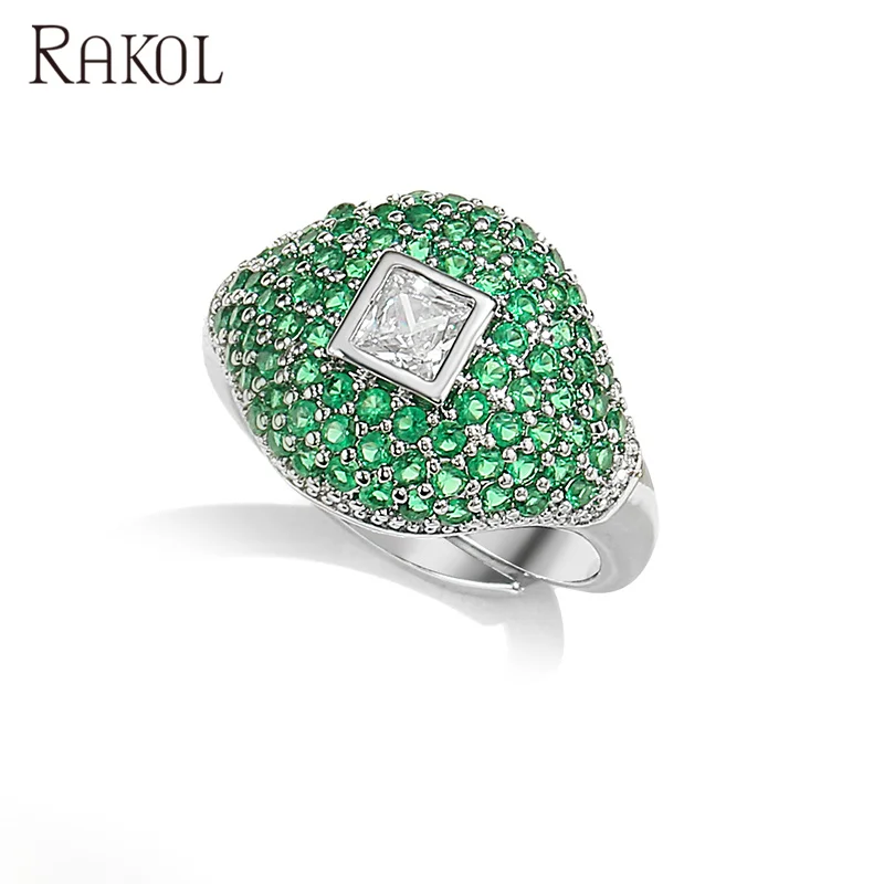 RAKOL RP2152 класса люкс обручальное кольцо для женщин 18K позолоченный металлический камнями циркония с 925 стерлингового серебра из