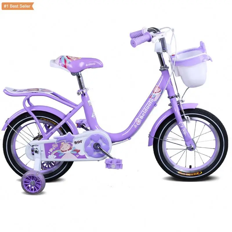 Kids Bike Ages 3-9 Years Girls Hand Brake and Basket 14 16 18 Inch Princess Bikes Bicycles Training Wheels Children Bicycle