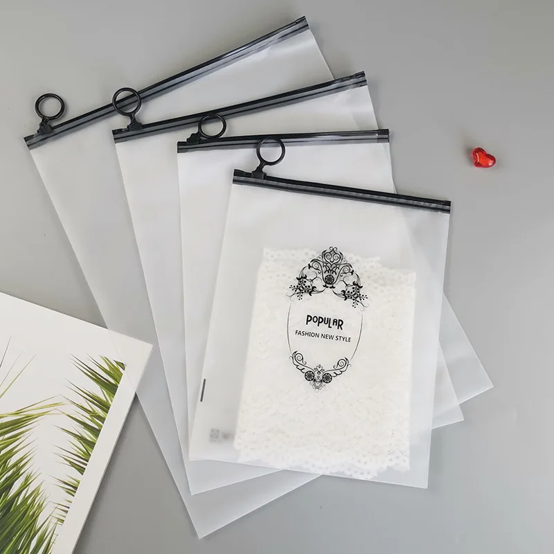 Customized Plastic Packaging Bag Clothing Zip Bag For Garment Shop Matte EVA Clothes Bag With Black Zip