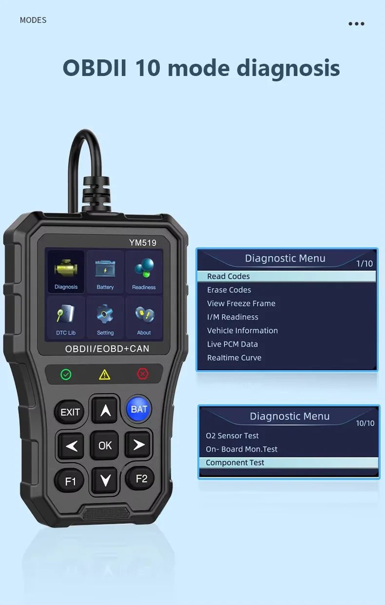 Hot selling Plastic YM519 2.8inch Car Diagnostic Tool YM519 Automotive OBDII Scanner Reads and Detects Car Fault Codes