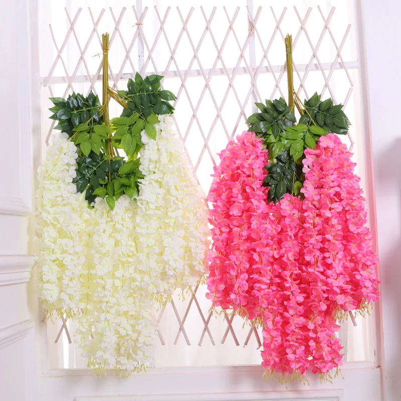 Factory Flower Artificial wisteria flower for wedding shopping mall decorative Artificial dense wisteria  Hanging flowers