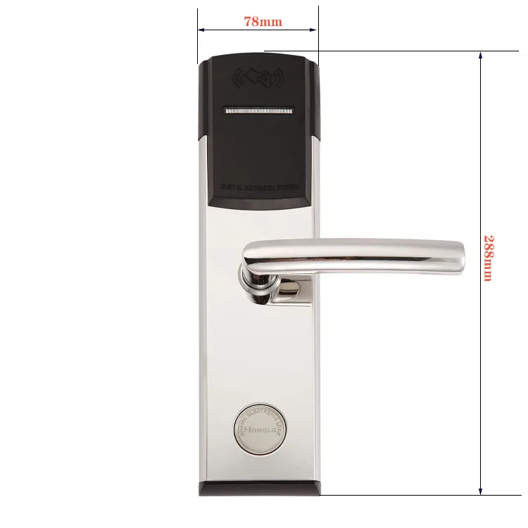 304 stainless steel electronic smart card key RFID access control hotel door lock