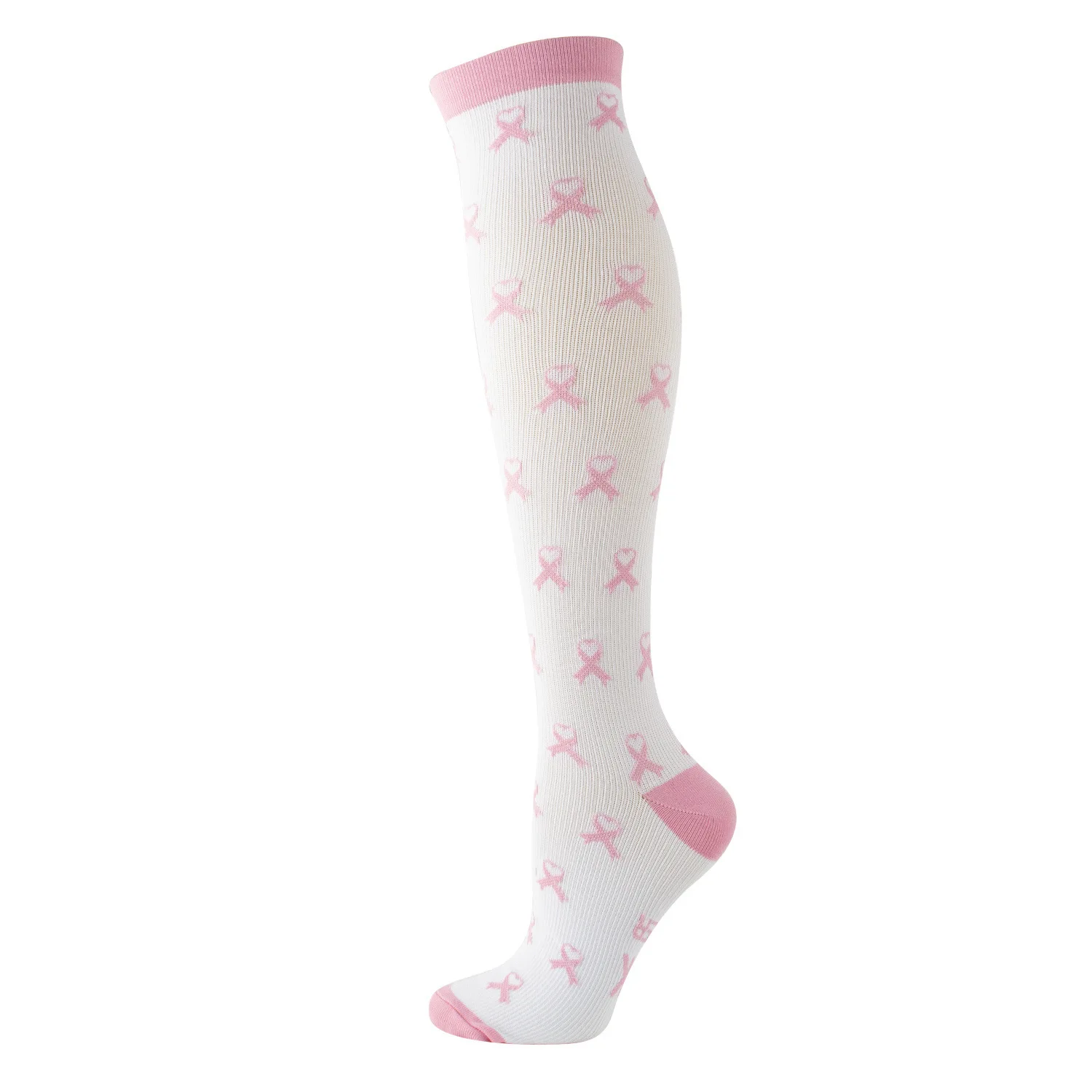 Girls Jacquard Breathable Calf Socks Design Section Pink Daily Sport Compression Socks Lovely Fashionable Sweetheart Nylon Socks