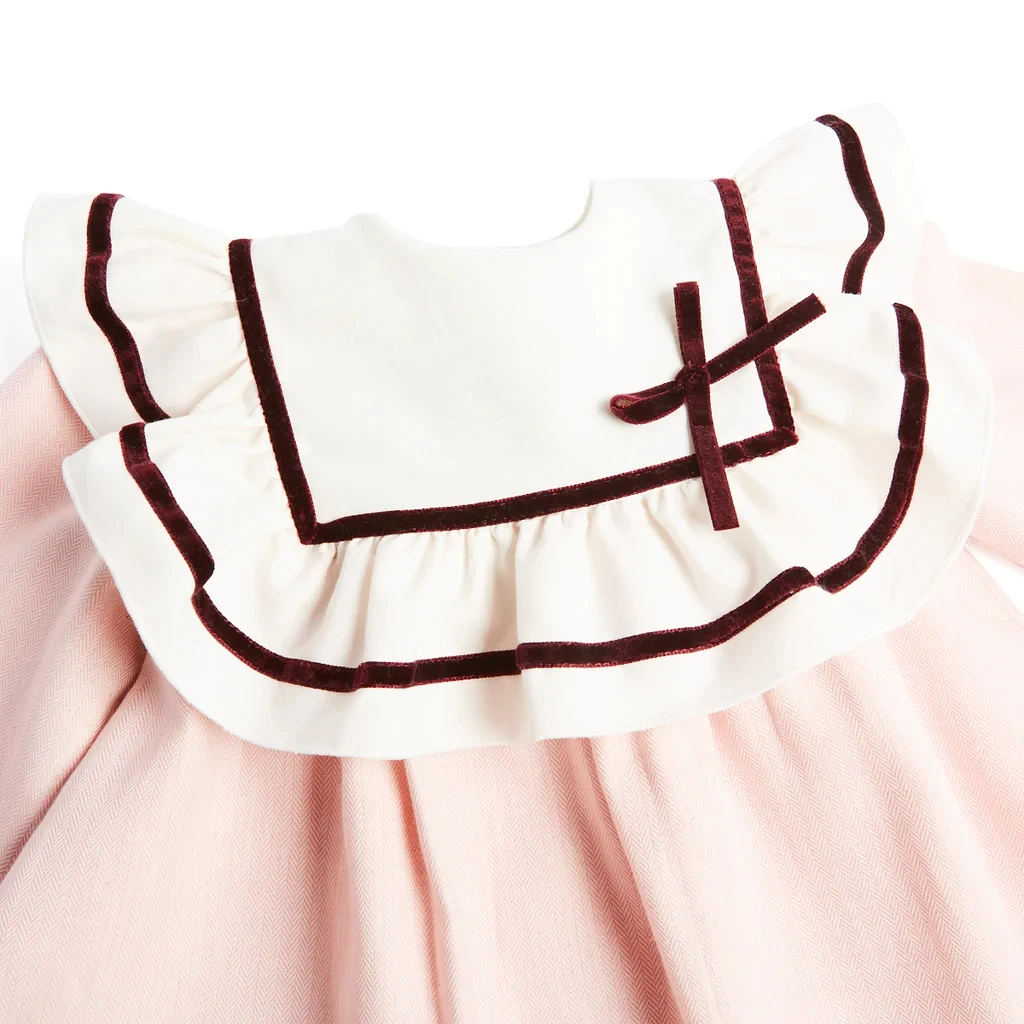 2022 New Design Children Clothing Long Sleeve 100% Cotton Bow Custom Girls Casual Dress