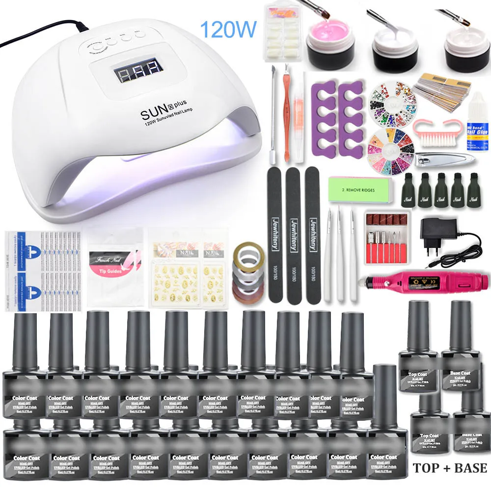 MEETNAIL Sample OEM Private Label 20 colors Soak Off Uv Nail Gel Polish set Top Coat LED Lamp