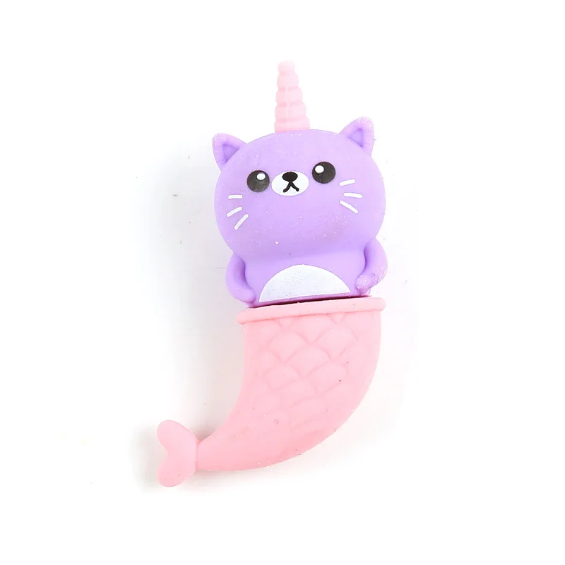 
3D Sea Animal Mermaid Unicorn Cat Shaped Pencil Eraser Kids Eraser Promotion Products 