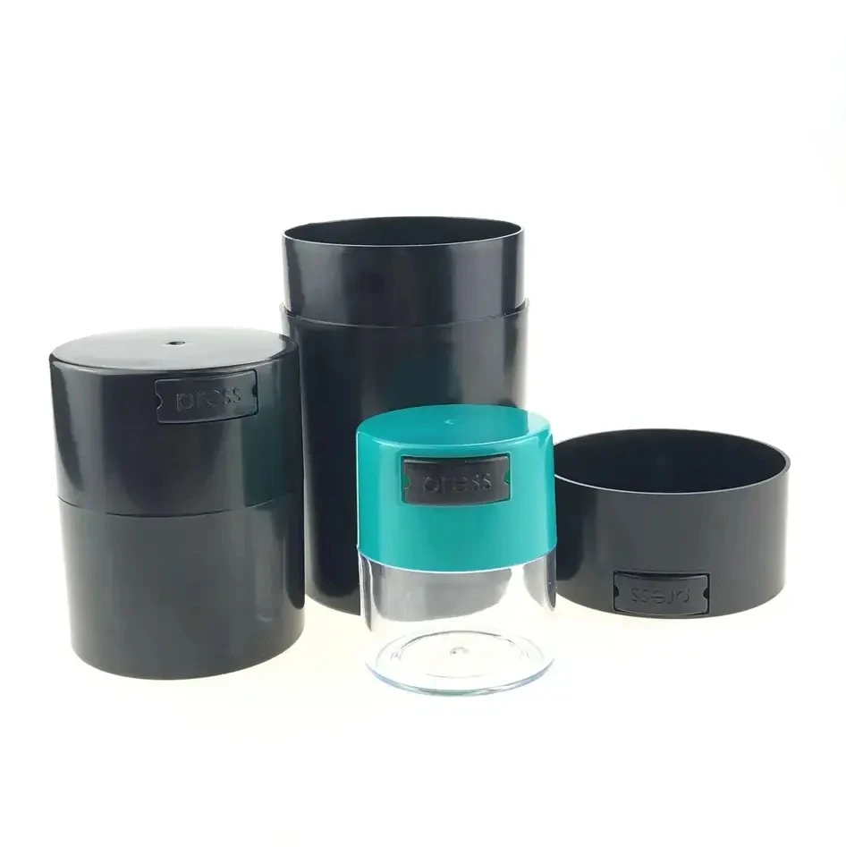 High Quality 60ml 120ml 300ml Black Plastic Airtight Reusable Vacuum Container Plastic Jars for Food Storage