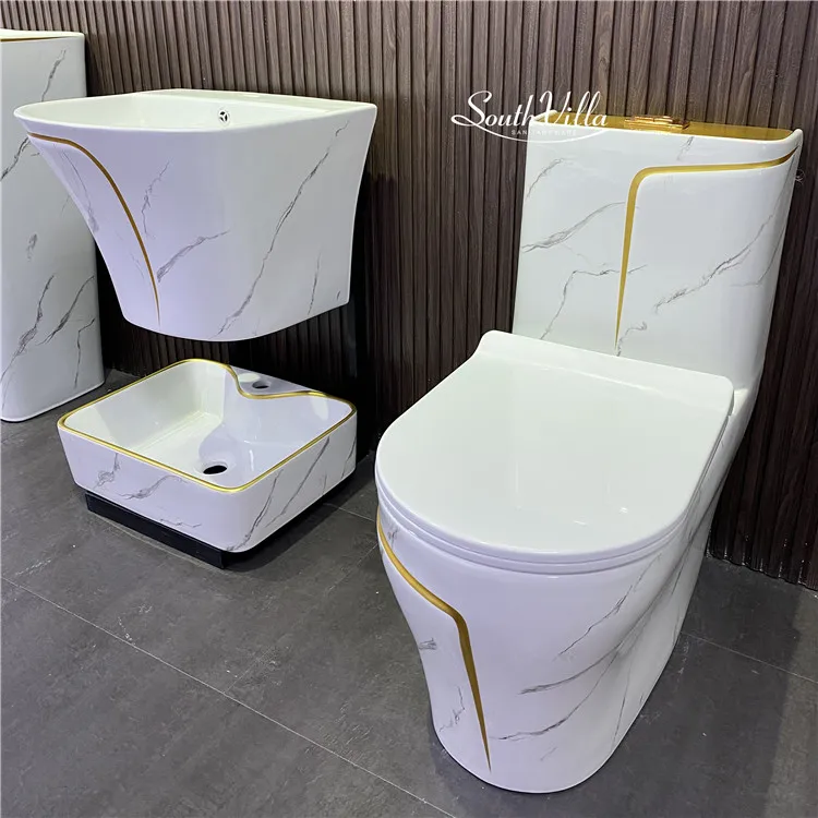 Hotel Commode Bathroom Sanitary Ware Marble Commode Toilet Bowl One Piece Marble Bathroom Sink And Toilet Set